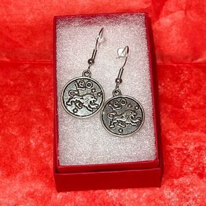 LEO IRON & SILVER DOUBLE SIDED ZODIAC DROP EARRINGS